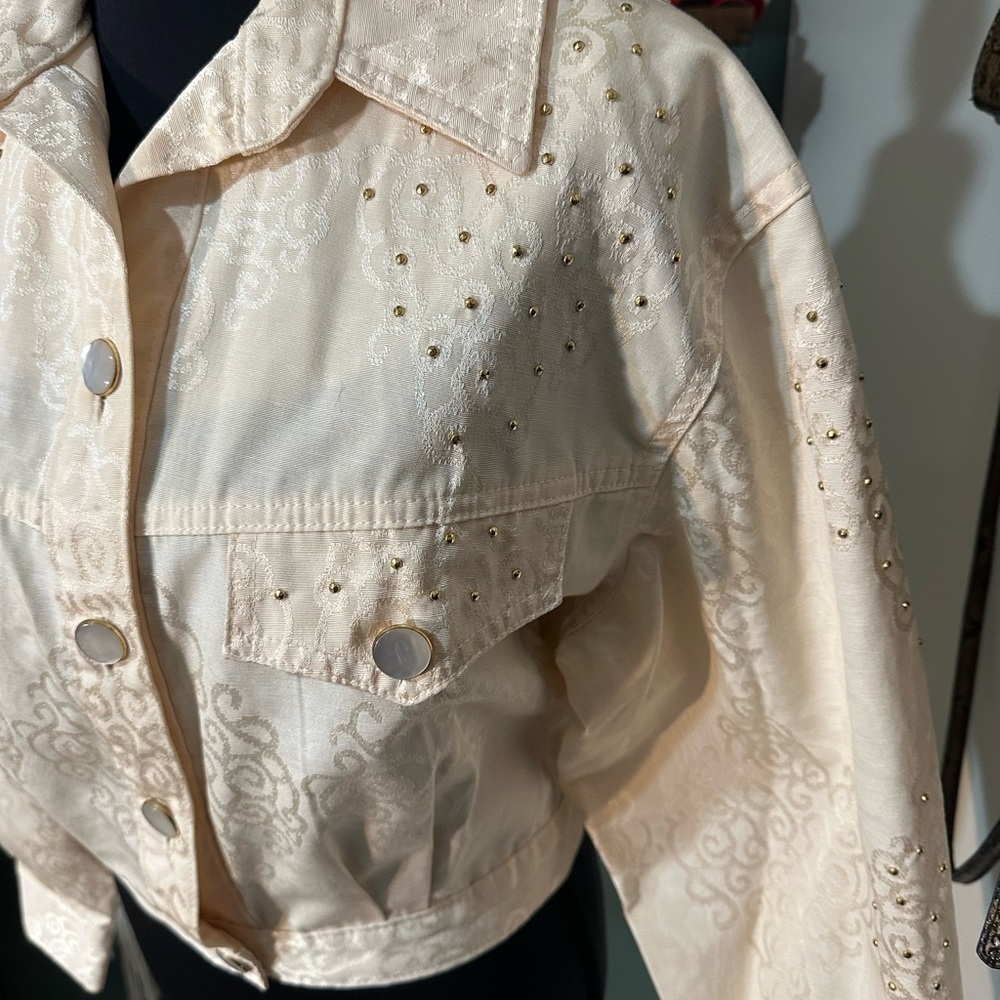 Vintage Cache Cropped Ivory Studded Jacket Made in USA (see sizing) - Picture 5 of 6